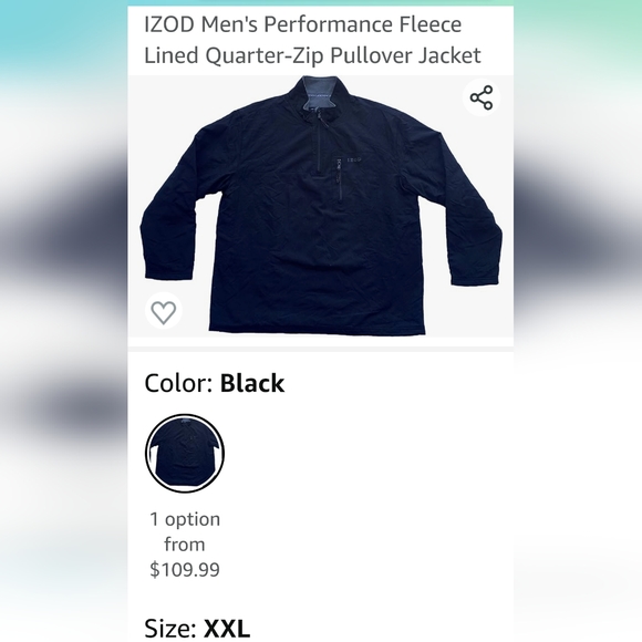 Mens Izod 1/4 Zip Fleece Lined Pullover Jacket Size XXL - Picture 10 of 11